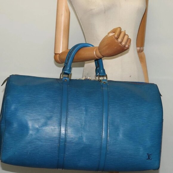 LOUIS VUITTON Epi Keepall 50 Boston Bag Blue M42965 LV Auth 140869 - Picture 1 of 16